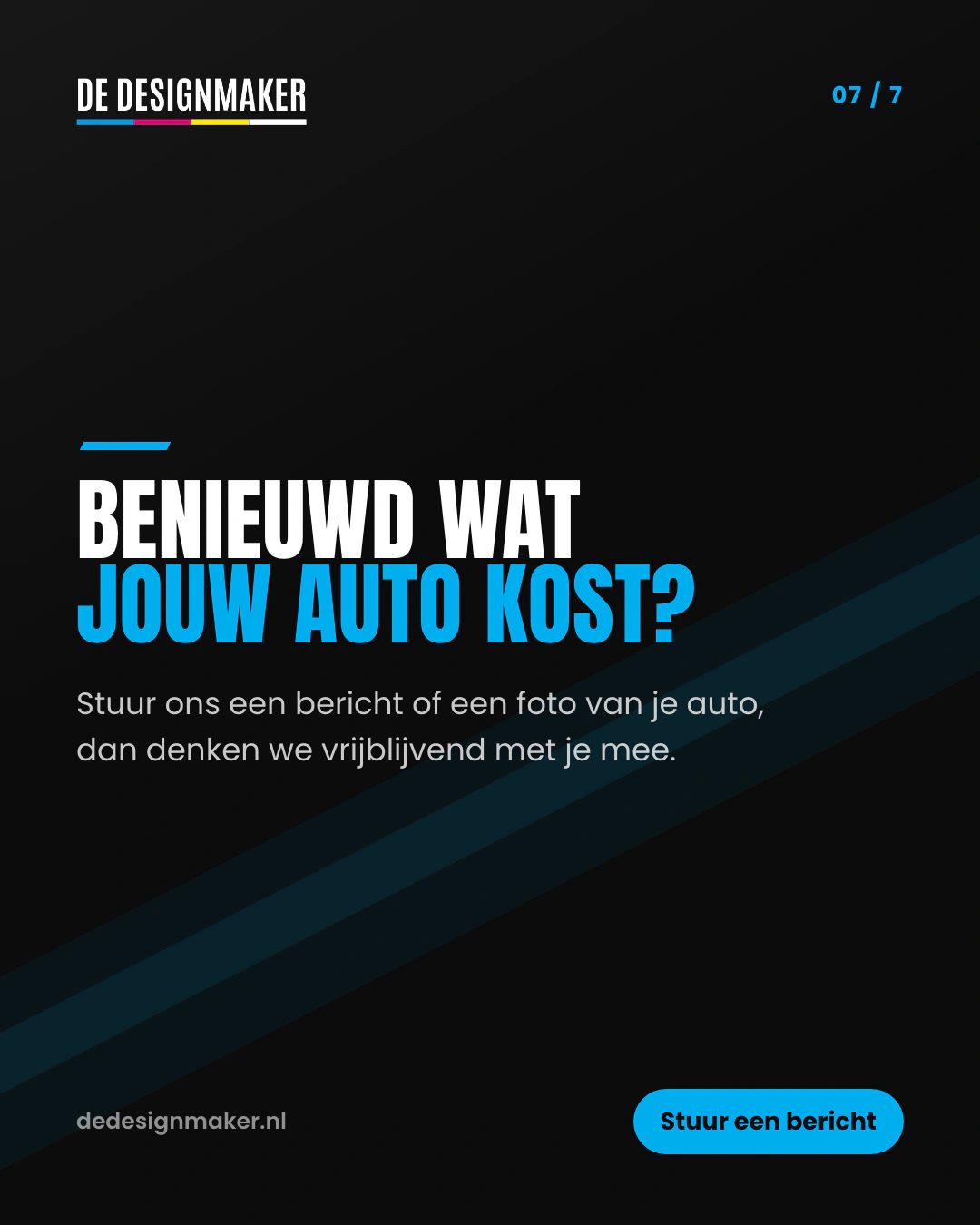 Slide 7 van 7: Benieuwd wat jouw auto kost? Stuur een bericht met een foto van je auto voor een vrijblijvende inschatting.